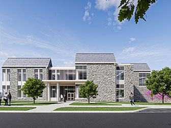 Street view rendering of new academic building at Penn State Abington