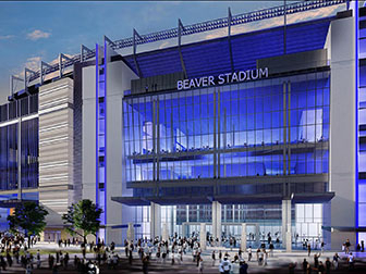 A mockup rendering of a renovated Beaver Stadium.